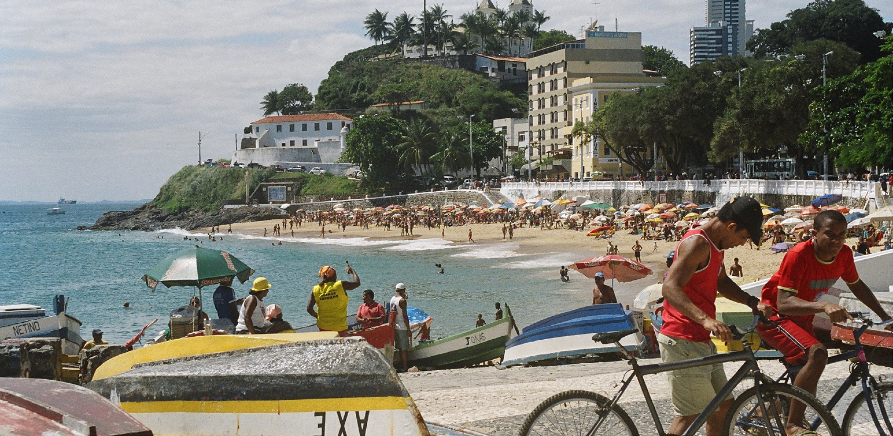 Busy beach in Salvador