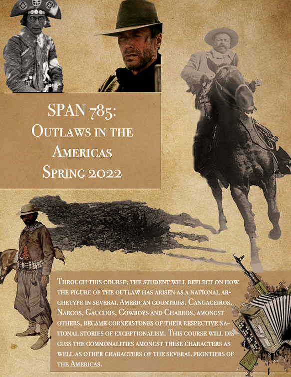 Flyer for SPAN 785. Pictures of cowboys and horses