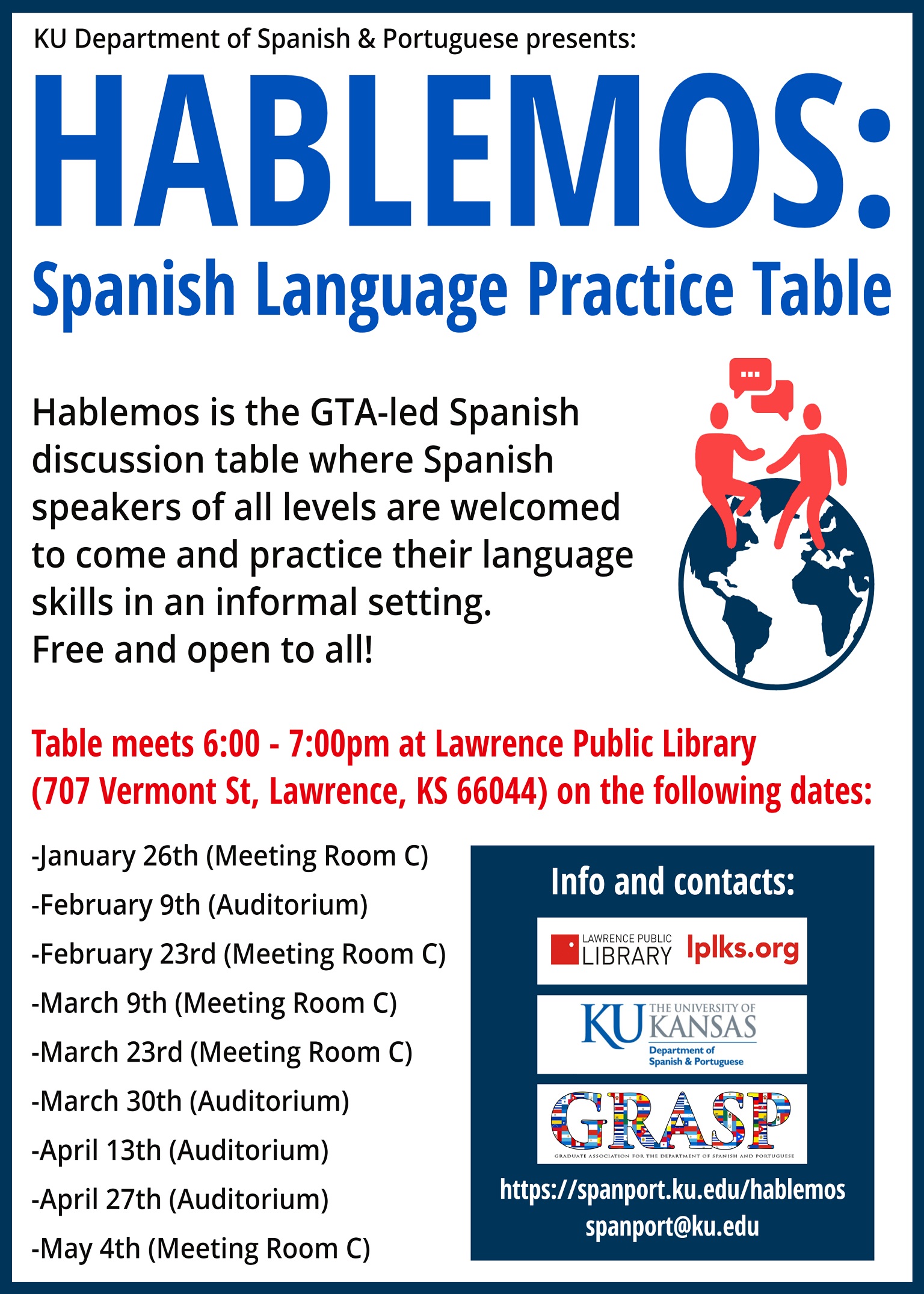 Hablemos flyer (see transcription below)