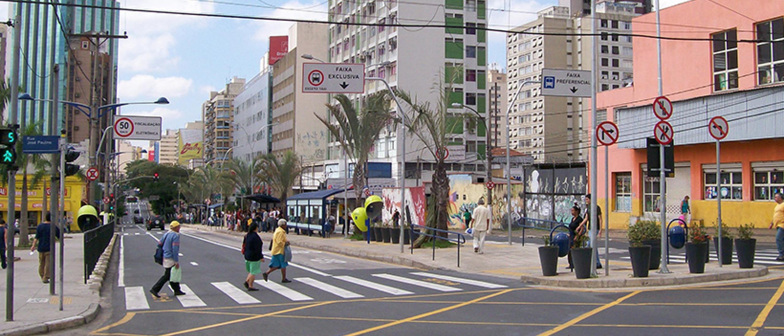 People crossing the street in Campinas, Brazil