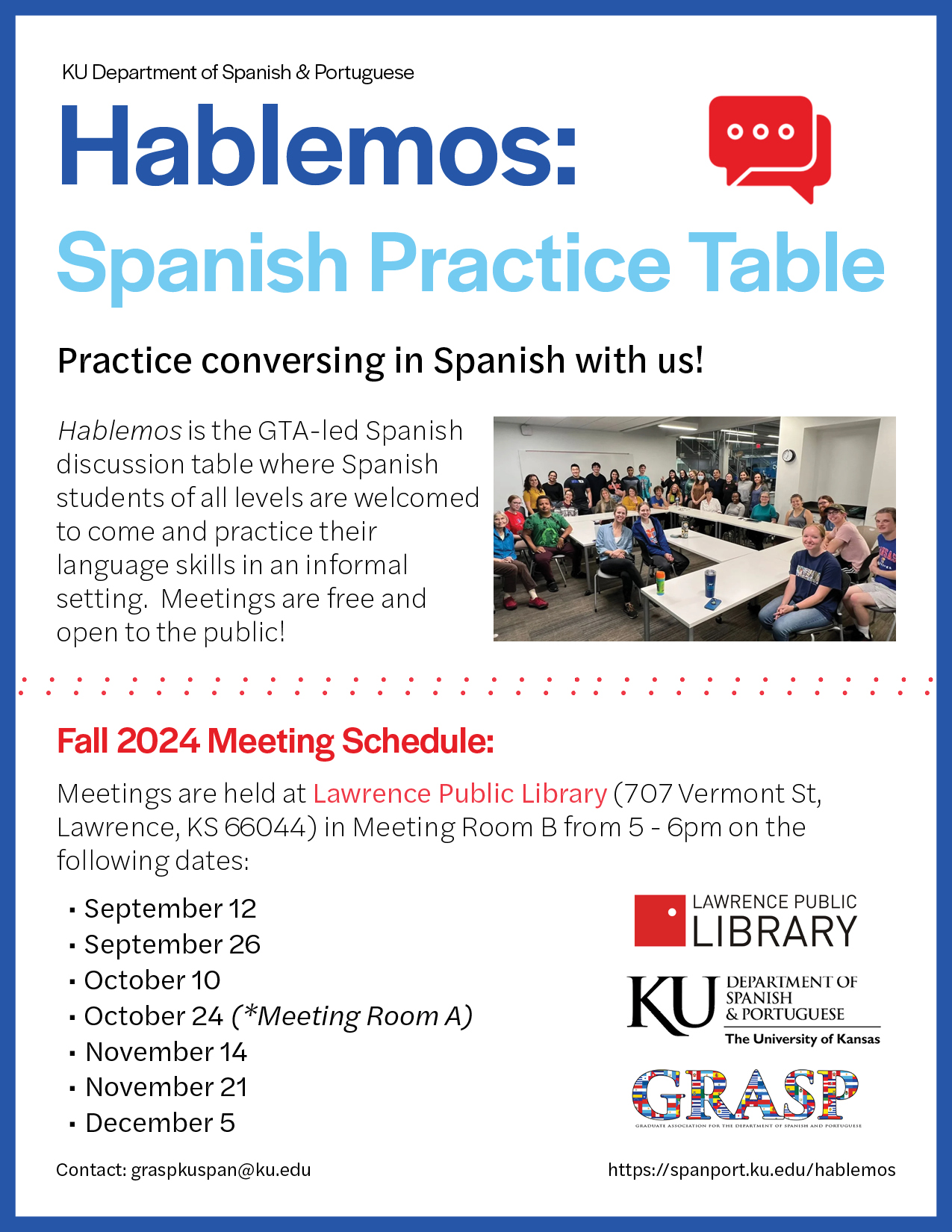 Hablemos Flyer; text copied below