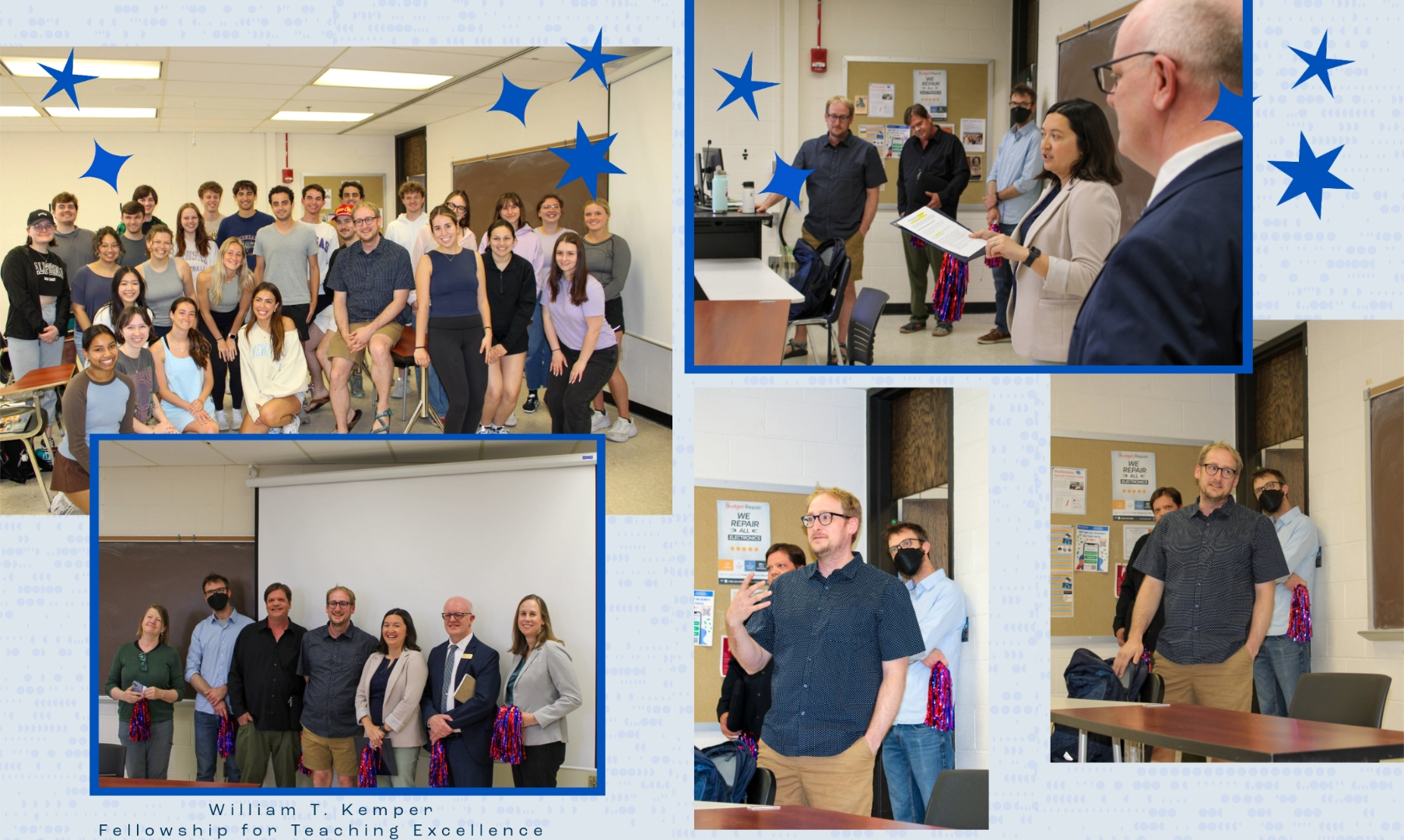 Collage featuring Sean Gullickson, recipient of the Kemper Award