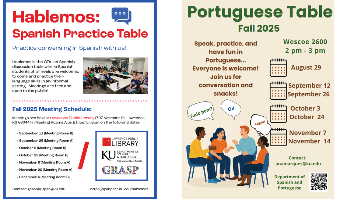 Language practice table thumbnails; transcriptions below
