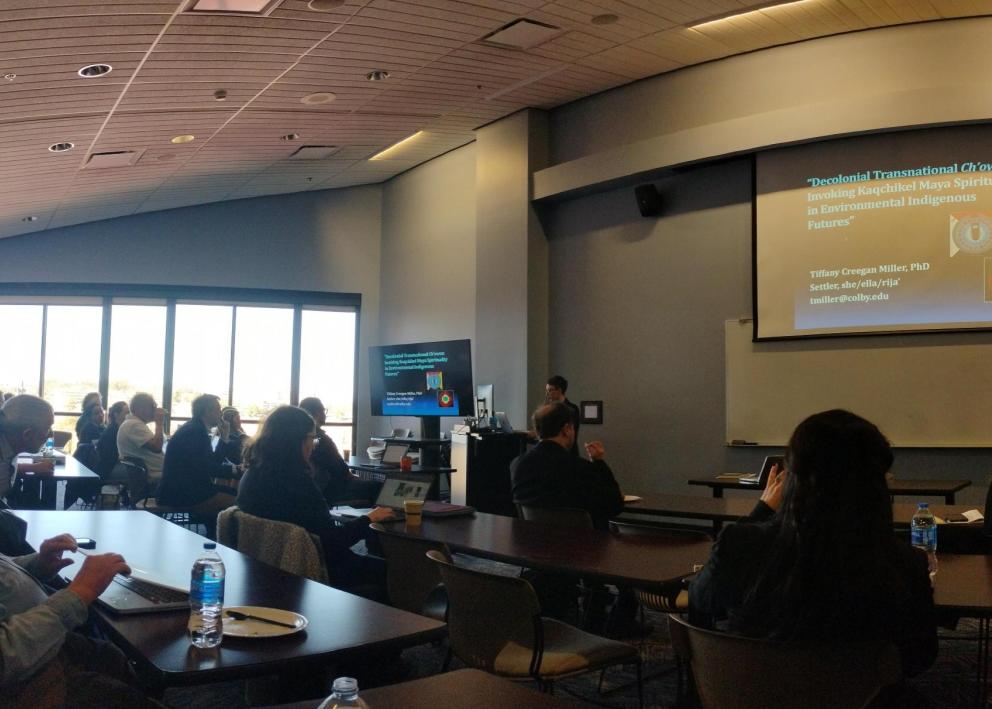 Keynote presentation to audience at Sabatini Multicultural Resource Center