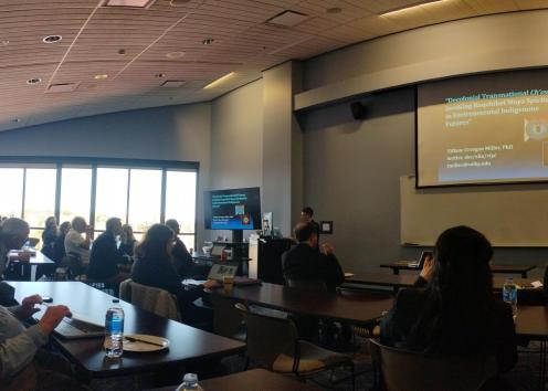 Keynote presentation to audience at Sabatini Multicultural Resource Center